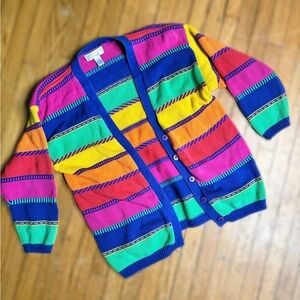 90โs vintage color block rainbow sweater